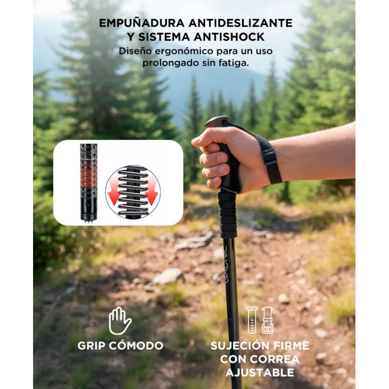Baston Trekking Aluminio X Par 2 Unidades Senderismo Montaña Color