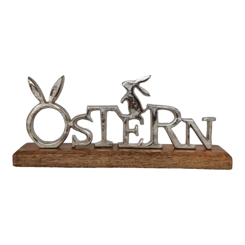 Lettering Easter Made of Aluminium and Wood with Easter Bunny