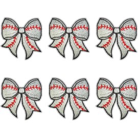 6Pcs Baseball Bow Embroidered Iron - On Patches for Clothes, Backpacks, Hats, Jeans, T - Shirts, Vests, Sports Style