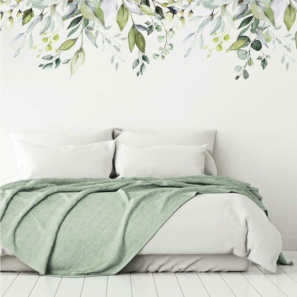 RoomMates RMK4412TBM Wall Sticker, Green/Blue, Removable Watercolor, Hanging Leaf, 6.6 x 21.7 inches (2 x 55 cm)