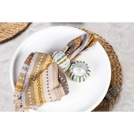 Goroly Home Handmade Multi Sequin Beaded Napkin Rings Set, Napkin Rings Perfect for Christmas, Thanksgiving, Events, Family Gatherings, Everyday Use - Set Your Table with Style - 4 Pack Teal Multi