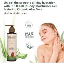 ECOLATIÈR- Gel humectante corporal de aloe vera orgánico: humectante facial y corporal 97,5% natural, gel de aloe vera puro