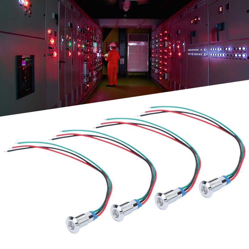 4 Set LED Indicator Light Signal Common Anode Waterproof Metal