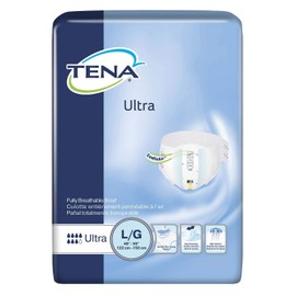 TENA Ultra Unisex Adult Incontinence Brief, Large, Disposable, Moderate Absorbency, 12 Count, 12 Packs, 12 Total