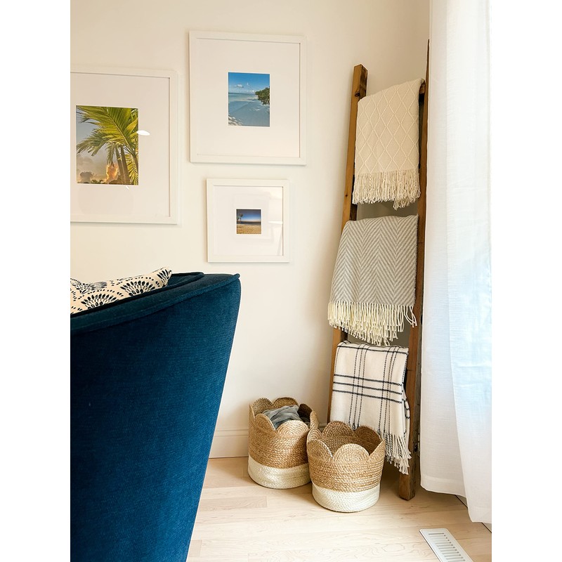 Mud Pie Scalloped Edge Jute Basket, Brown