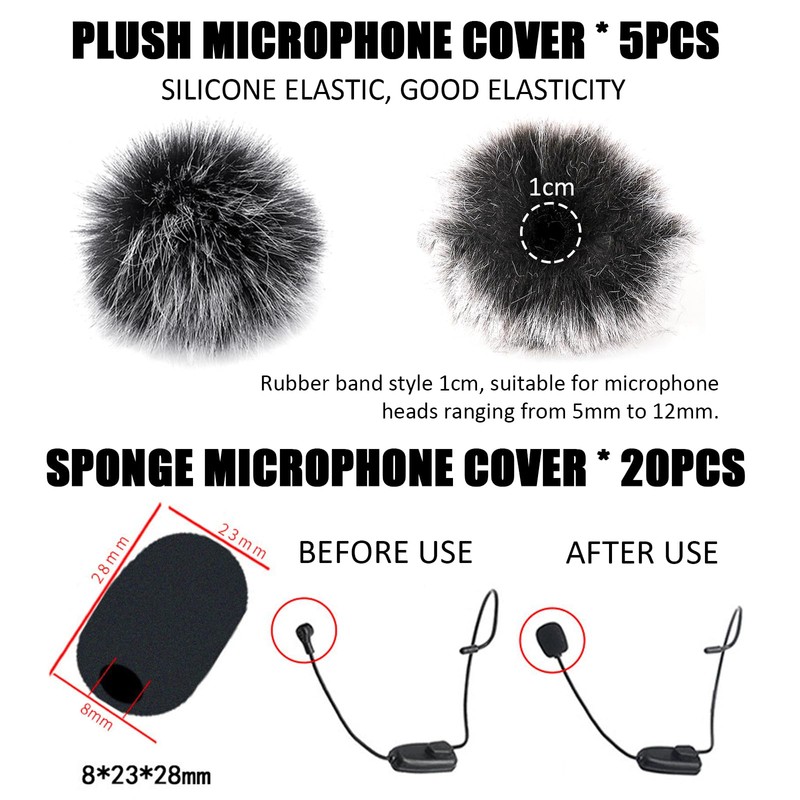 BDSHUNBF Pack of 25 Microphone Windscreen, Lavalier Microphone Wind Protection,