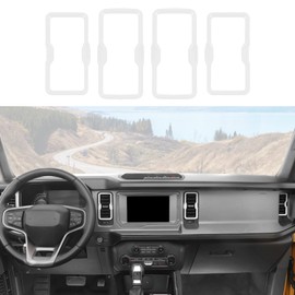 RAZPOY for Bronco Air Conditioning Outlet Vent Trim, 4PCS Center Console Dash AC Vent Ring Cover Compatible with 2021-2023 Ford Bronco Interior Accessories, White