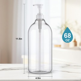 Hethyo Laundry Detergent Dispenser Soap Dispenser Set of 2-68oz PET Plastic Bottles, Laundry Soap Container, Laundry Room Organizer for Detergent, Softener & DIY Storage