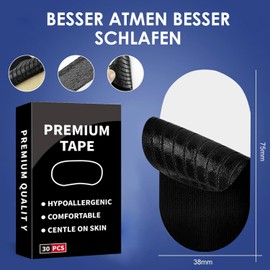 QUEENADA 30 Parches Para Dormir Antironquidos, Parches Nasales Para Hombres y Mujeres, Ayuda a Dejar de Roncar, Mejora la Respiración y Reduce los Ronquidos. (Negro)