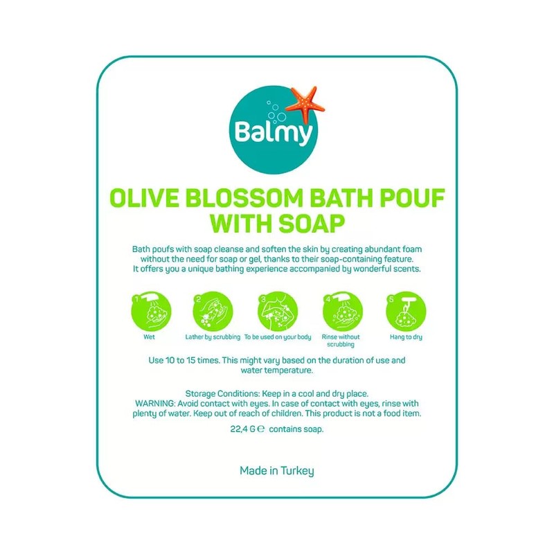 Balmy Scented Soap with Olive Blossom Body Bath Sponge, Massage