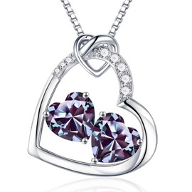 Iefil Birthday Gifts for Women - 925 Sterling Silver Birthstone Necklace, June Birthstone Jewelry, Alexandrite Necklace, Jewelry Gifts for Women