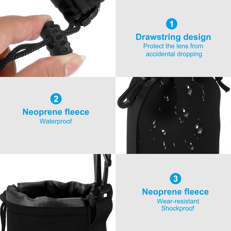 PATIKIL Camera Lens Bag 7x10cm Drawstring Lens Pouch with Thick