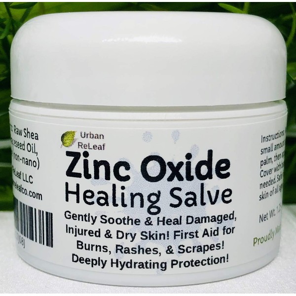 Urban ReLeaf Zinc Oxide Salve ! Gently Soothe & Heal Damaged, Injured & Dry Skin! First Aid, Burns, Rashes, Scrapes! Deeply Hydrating Protection. 100% Natural! Safe for Delicate Skin of All Ages.