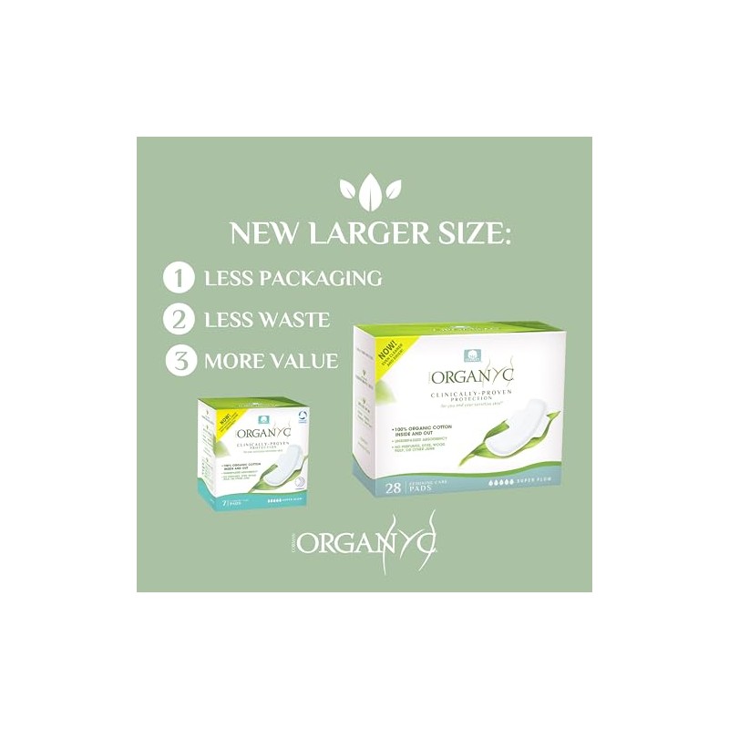 Organyc 28 x 100% Certified Organic Cotton Night Sanitary Pads