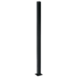 2" x 2" x 5 ft. Black Metal Fence 16-Gauge Steel Post with Flange and Post Cap