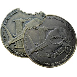 1 Pcs Shark Commemorative Coin Relief Painted Metal Copper Medal Coin Shark Collectible Coins Shark Tooth Notch Collection Crafts Coins Lucky Coin Gift