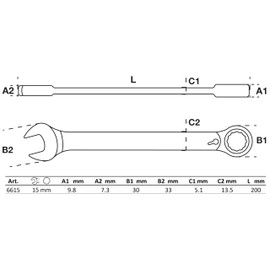 BGS 6615 | Ratchet Ring Spanner | Switchable | SW 15 mm