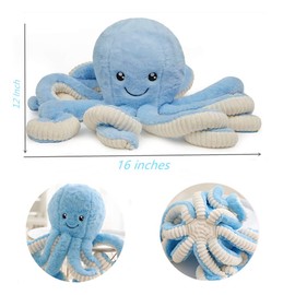 JOSON Cute Octopus Plush Toys, Soft Octopus Stuffed Animals, Girls and Boys Adult Birthday (16 Inch, Blue)