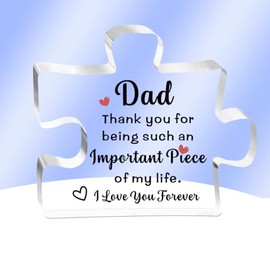 AMZQ Dad Gifts- Delicate Dad Birthday Gifts from Daughter Son - Fathers Day Thanksgiving Christmas Birthday Gifts for Dad, Dad Acrylic Block Puzzle Piece Decorations Ideas
