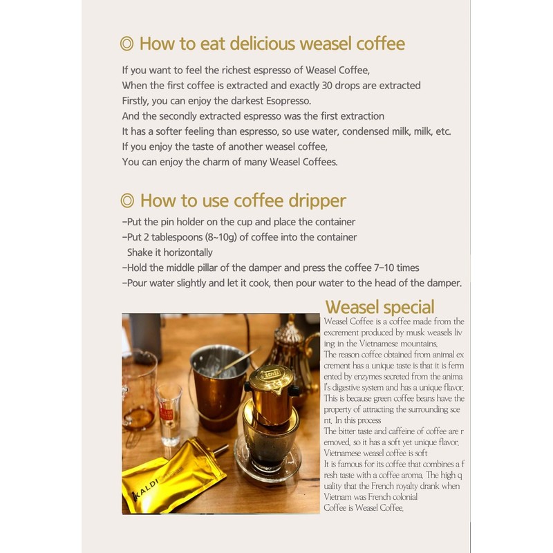 Weasel Coffee Wild Civet Weasel Special Kaldi Coffee, Ground, Organic,100%