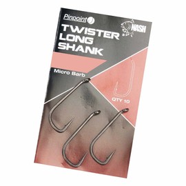 Nash Pinpoint Twister Long Shank Micro Barbed Qty 10 (Size 7)