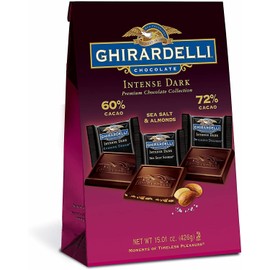 Ghirardelli Chocolate Intense Dark Chocolate Variety Bag 15 oz - 60% Cacao Dark Chocolate 72% Cacao Dark Chocolate Sea Salt Almond Dark Chocolate