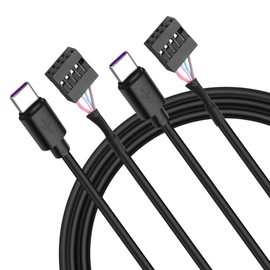 MEIRIYFA USB 2.0 9Pin 10Pin Header to USB C Adapter Cable,IDC 10Pin Motherboard Serial Female to USB 3.1 Type C Male 24AWG Extender Converter Cable -50CM (2PCS)