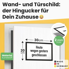 DankeDir! Heute wegen gestern geschlossen - Sign with Saying Decorative Funny Gift Idea Birthday Gift Colleagues Friends Wall Decoration Door Sign Shop Office Party Decoration Humour