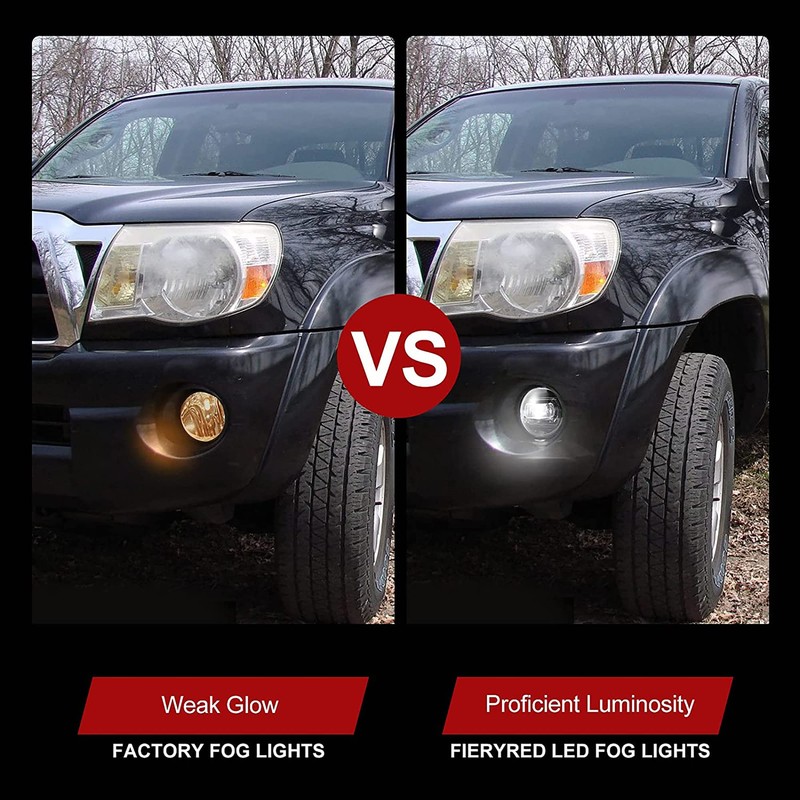FIERYRED LED Fog Light Compatible with Tacoma 2005-2011/Solara 2004-2006/Sequoia 2008-2015/Tundra