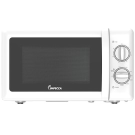 IMPECCA Countertop Microwave Oven Retro Mechanical Dials 5 Modes Timer Defrost 0.7 Cu 700W 9.65” Turntable Easy Clean