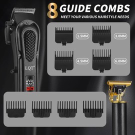 LQT® Men's Professional Hair Clippers Kit，Cordless & Corded Barber Clippers Set，Grooming Rechargeable Beard Trimmer with Adjustable Blade