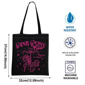 AKTAP Music Lover Gift Midwest Princess Pink Pony Club Tote Bag Singer Fan Lyrics Music Concert Merch (TB, West Club Black Tote-Py1)