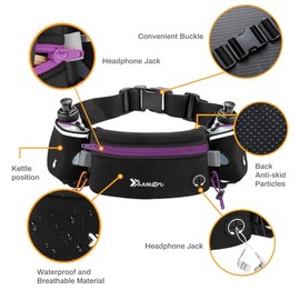 Cinturón para correr número uno con botellas de agua (2 x 175 ml), cinturón de hidratación impermeable para iPhones bolsa de cintura deportiva ajustab