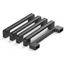 5 Pack Black 5 Inch Hole (128mm) Handle Wardrobe Door Handle Kitchen Cabinet Handle Drawer Handle Zinc Alloy Handle