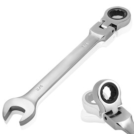 Kyuionty 3/4 Inch Ratchet Wrench Imperial, Flex Head Combination Wrench 72-Teeth 12 Point Box End Wrench Spanner, Chrome Vanadium Steel