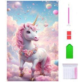 Liccyy 40 * 70CM 5D Diamond Art Painting Kits for Adults Teen Starters with Tools,DIY Full Crystal Drill Bead Art Paints by Numbers for Home Wall Decoration Gift,Horse Round Gems