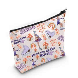 Figure Skater Gift Ice Skating Cosmetic Bag Skating Lover Gift Figure Skater Mom Gift Ice Skate Coach Gift (Meet me the RINK Bag)