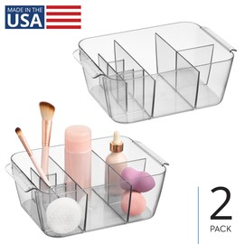 iDesign Makeup Organizer for Countertop or Vanity- Storage for Cosmetics and Toiletries - Set of 2 - Clear