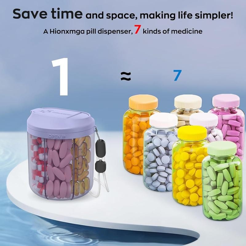 Pill Dispenser with 7 Large Compartments, Anti-Mixing Design, BPA-Free Pill