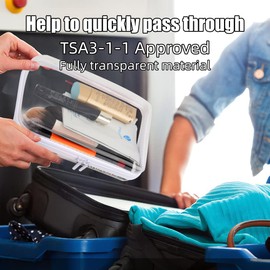 Veki Clear Zipper Pouches, 3PCS Transparent Pouch with Double Zipper, Hard Shell Makeup Travel Case, Make up Storage Organizer, Hard Sided Plastic Zippered Cases for Women (White, 3PCS(L+S+S))