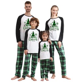 LYSTAO Christmas Family Pajamas Sets, Christmas Family Matching Pijamas Loungewear Tree Elf Santa Pjs Holiday Jammies Set(Christmas Tree, Women, Medium)