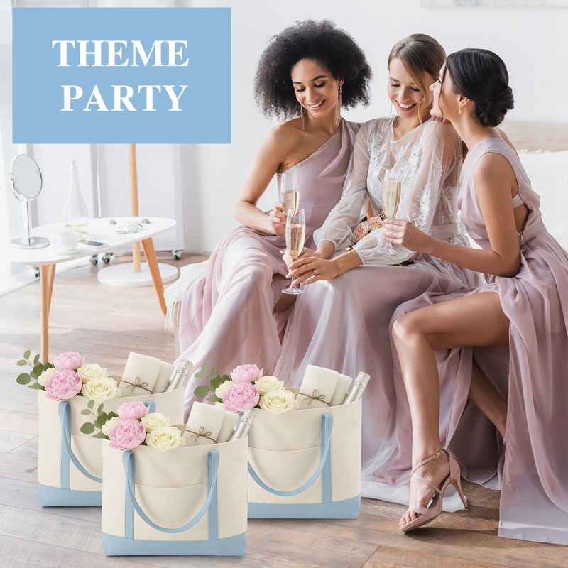 Sunnymove 4 Pcs Large Canvas Tote Bags Bulk with Top