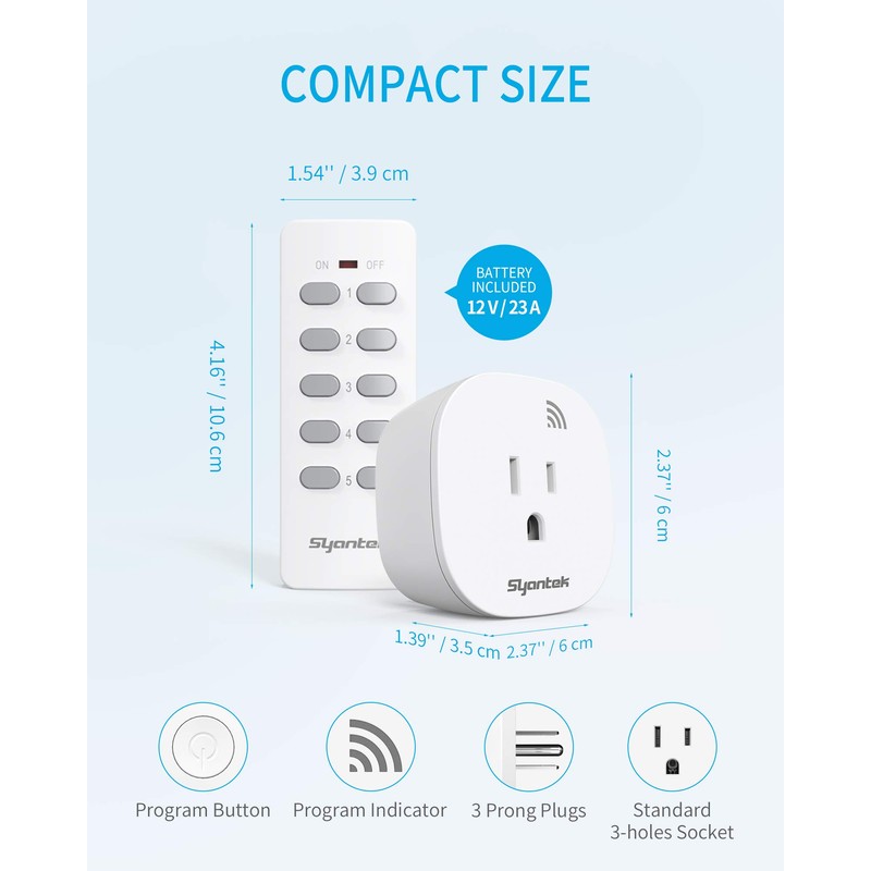 Remote Control Outlet Wireless Light Switch for Household Appliances, Expandable