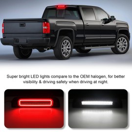 SHINEFIT LED Third 3rd Brake Light Replacement for 2014-2019 Silverado Sierra 1500 2500HD 3500HD High Mount F1 Style Strobe Brake Light Smoked Lens