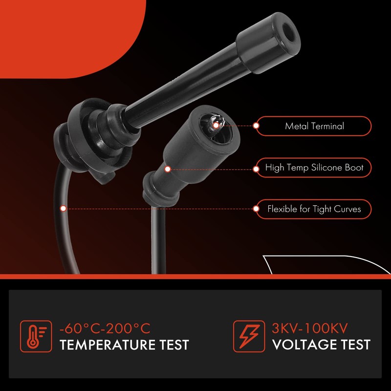 A-Premium - Juego de 3 cables de bujía de encendido