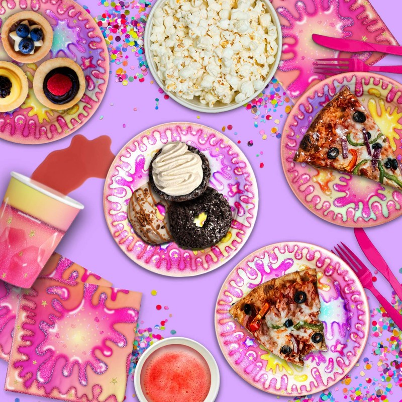 Girl Glitter Slime Making Birthday Party Supplies Set Plates Napkins