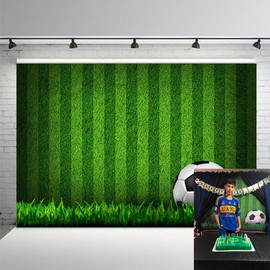 MEHOFOTO Fußballjunge Geburtstagsparty Fotostudio Hintergrund Banner Fußball Feld Junge Babyparty Party Dekoration Hintergrund Requisiten für Fotografie 2,1 x 1,5 m