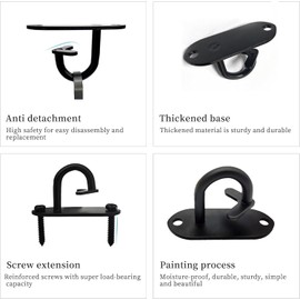 Resistance Band Wall Anchors, Ceiling Mounted Hook Exercise Station, Workout Wall Mount Hooks for BodyWeight Straps, Strength Training, Home Gym