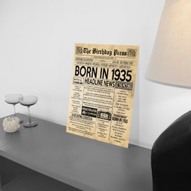 Stuff4 80th Birthday Poster Unframed - Born In 1935 Vintage Newspaper - Happy 80th Birthday Gifts for Women Men Retro Back In 1935, 8x10 Inch Ninety Ninetieth Decor Decoration Bday Party