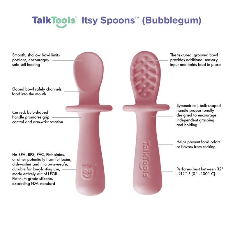 TalkTools ITSY Tiny Silicone Spoons – Twin Pack Soft Silicone